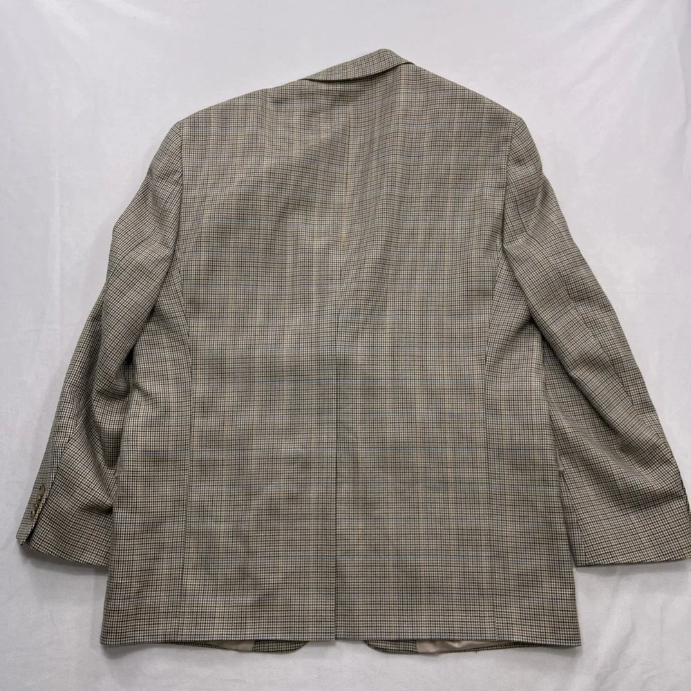 Hart Schaffner Marx Sport Coat Houndstooth Plaid Blazer Brown Blue Mens 46R
